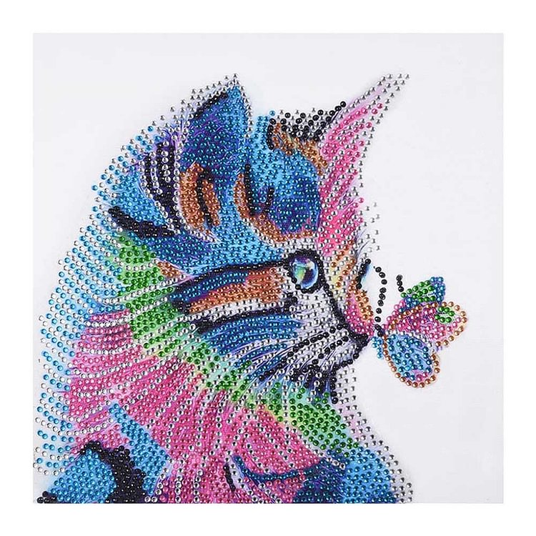 30X30cm  Special Shaped Diamond Painting Butterfly Cat  Embroider