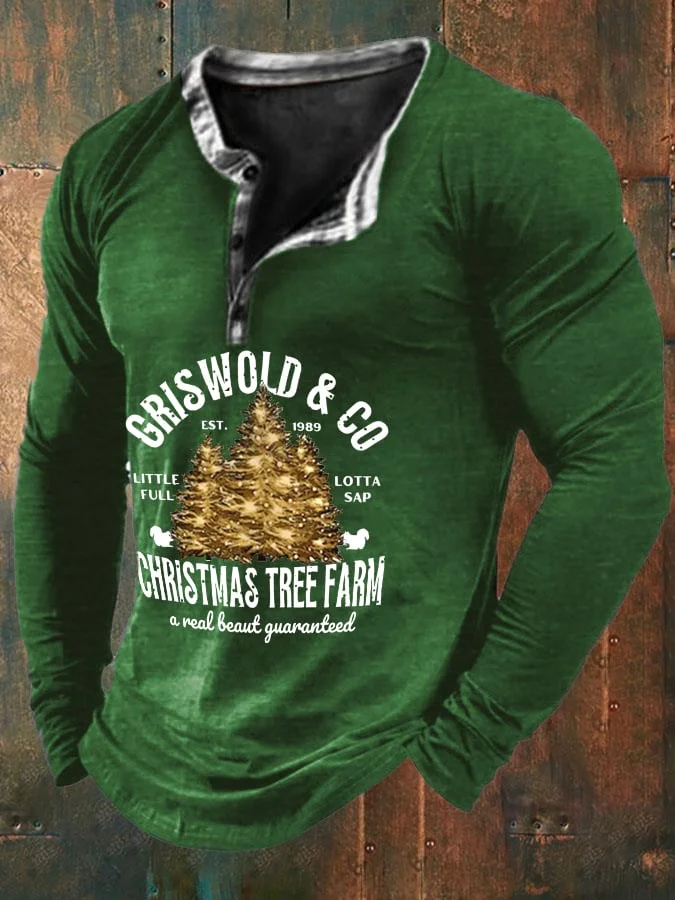 Men's Griswold & Co Est 1989 Christmas Tree Farm Print Long-Sleeve T-Shirt