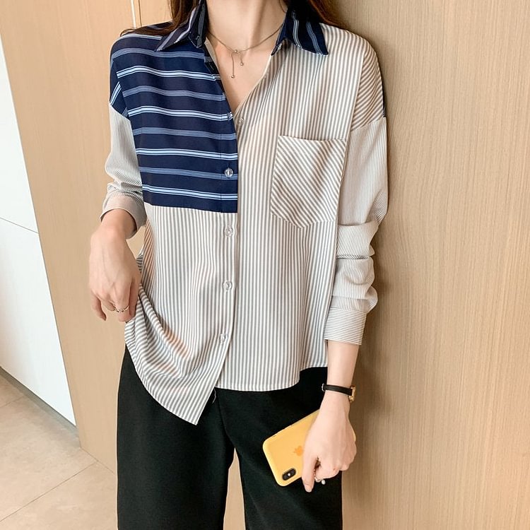 Stripe Stripes Long Sleeve Shirts & Tops QueenFunky
