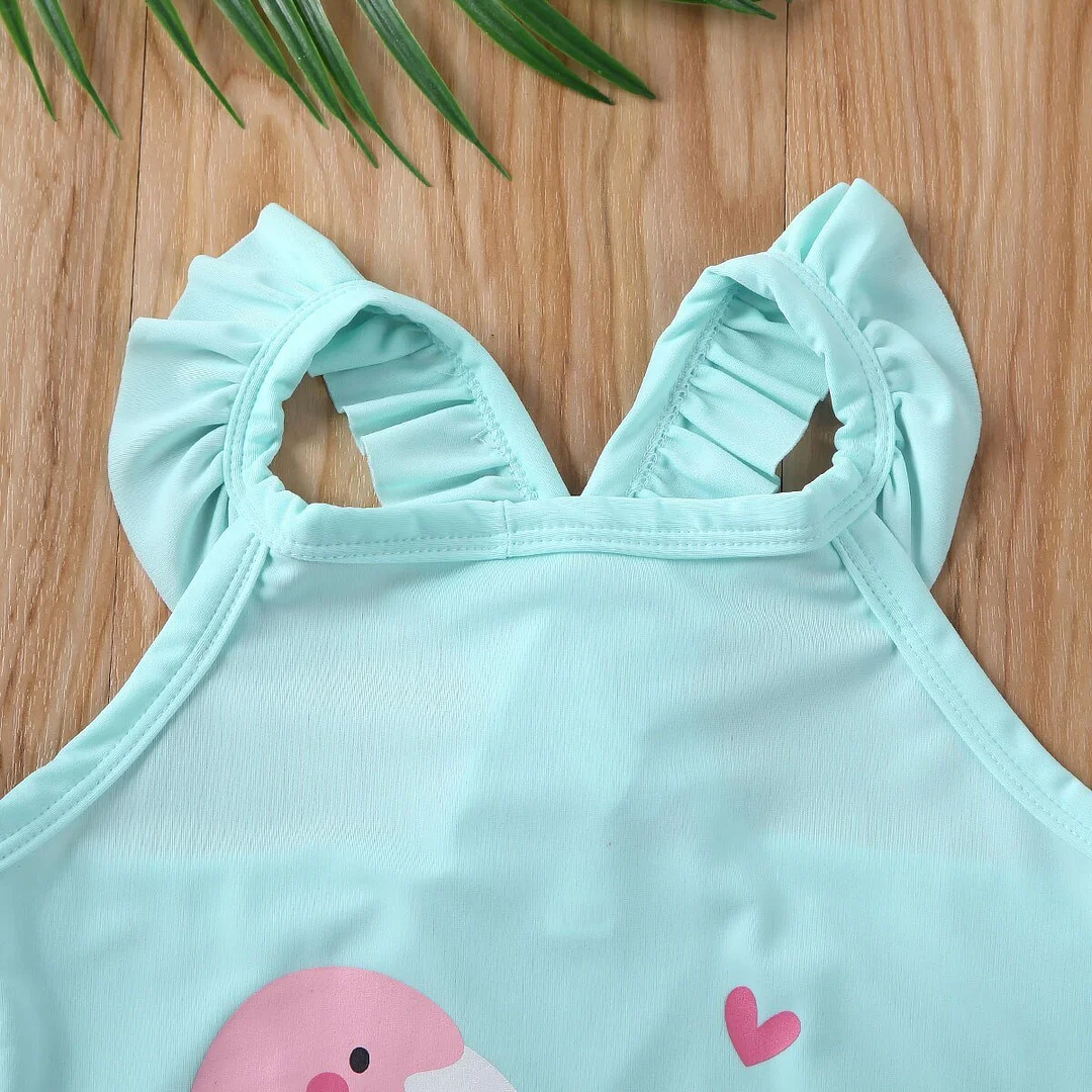 2020 Summer Swimsuit Baby Girls Flamingo Swimming Costume Kids One Piece Tankini Cartoon Bikini Swimwear Swimsuit Beachwear