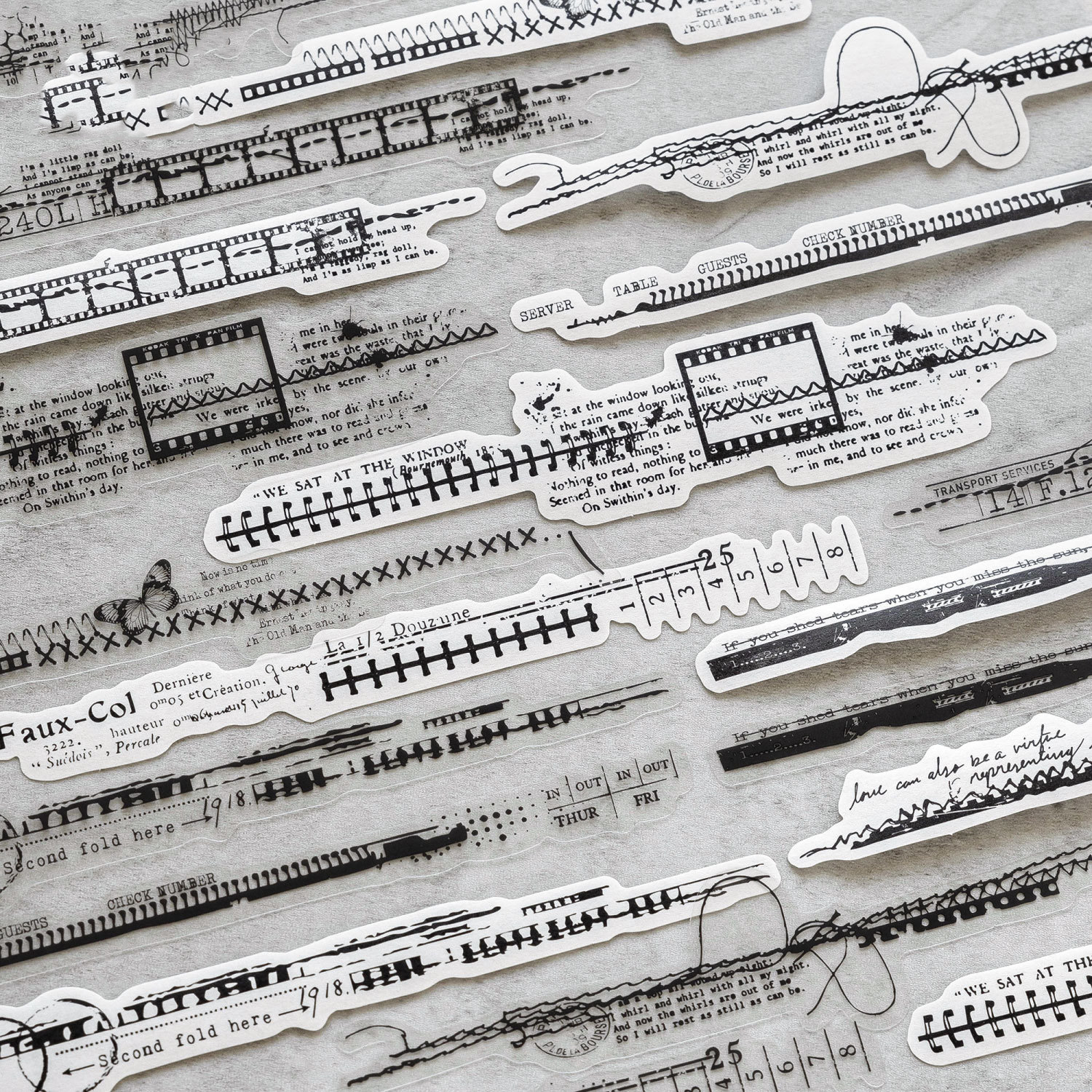 스티커 - 타임라인 시리즈 빈티지 영어 숫자 지폐 티켓
