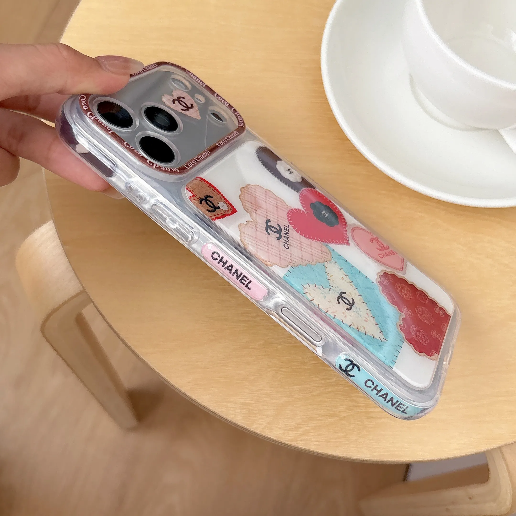 Chanel Patchwork Heart Clear Bumper Case for iPhone 17/16/15 Series
