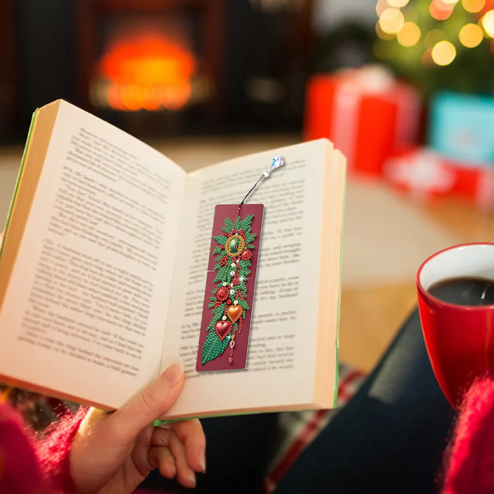 Christmas Tree A5 Size Diamond Painting Notebook Set with 4Pcs Bookmark Gift