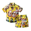 Kid Boy Baby Beach Breeze Print Shirt Shorts 2 Pcs Sets