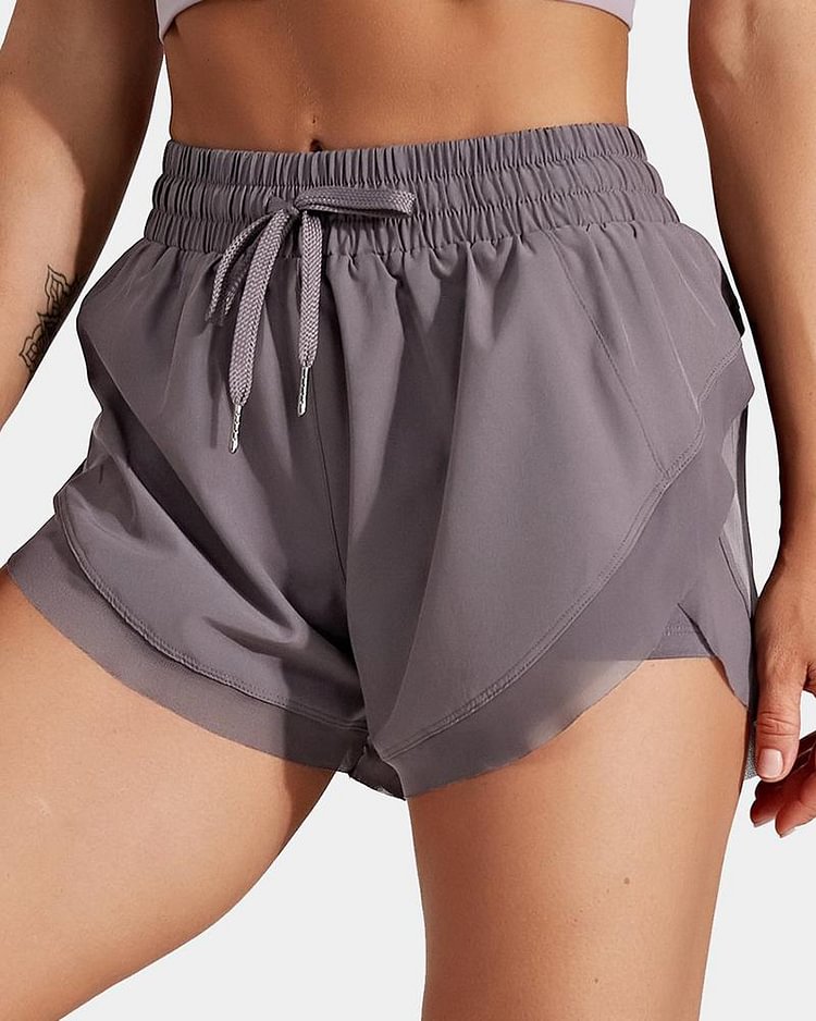 Drawstring Elastic Waist Wrap Sports Shorts - Shop Trendy Women's Clothing | LoverChic