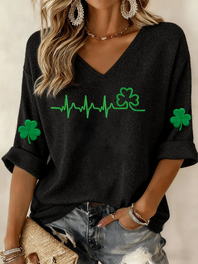 Women's St. Patrick's Day Art Pattern Print T-Shirt Top 