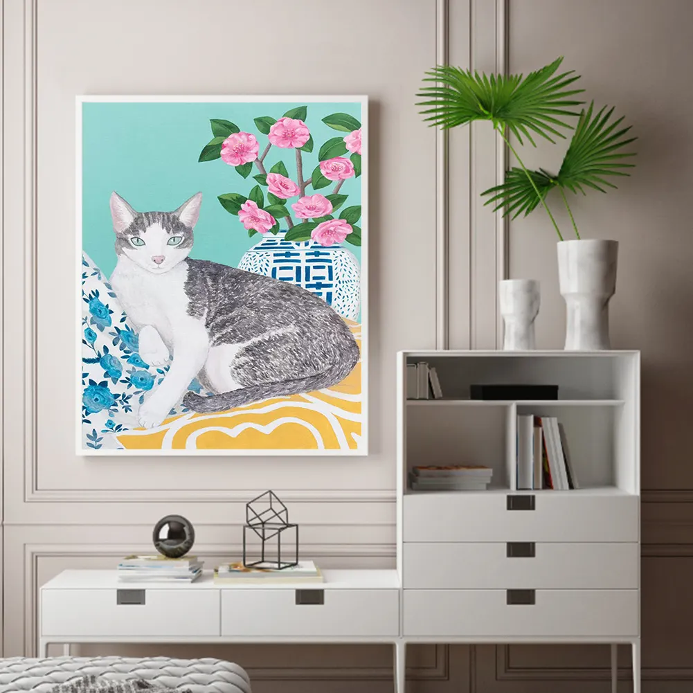 DIY Paint By Number 40*50cm - Cat With Bouquet