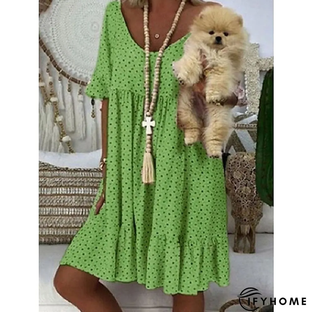 Women's Casual Dress Summer Dress Polka&nbsp;Dot&nbsp;Dress Polka Dot Ruched Print Crew Neck Mini Dress Fashion Streetwear Outdoor Daily Short Sleeve Regular Fit Yellow Pink Red Spring Summer S M L XL XXL | IFYHOME