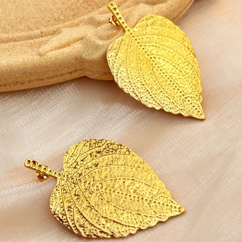 1 Pair Minimalist Classic Style Maple Leaf Plating 304 Stainless Steel 18K Gold Plated Ear Studs
