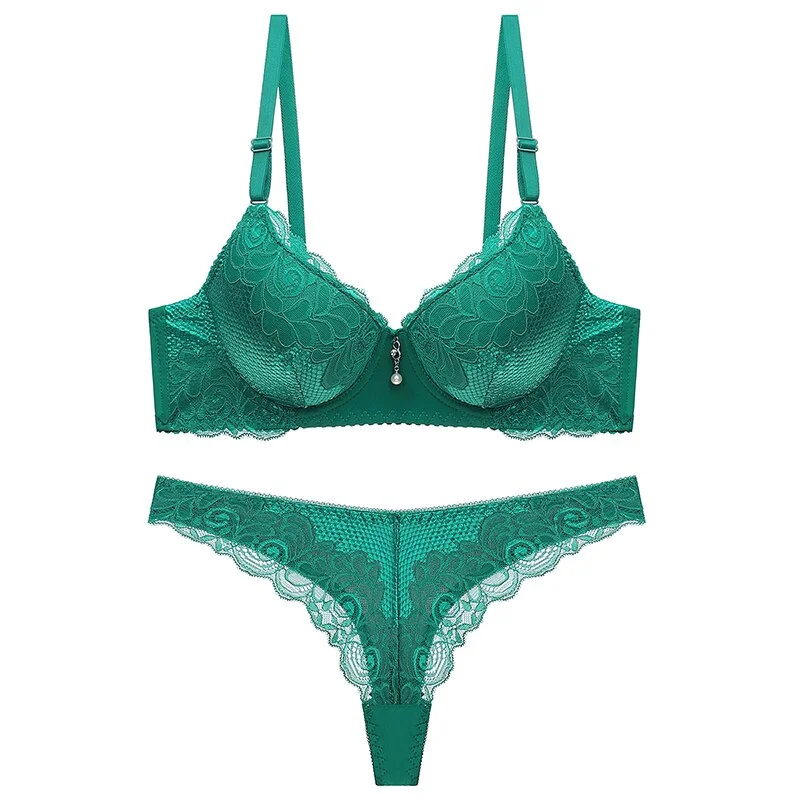 Lenceria Underwire Bra Lace Thong Set Plus Size Ensemble Lingerie Femme Hot Woman Lingerie Sexy Intimates Underwear & Sleepwears
