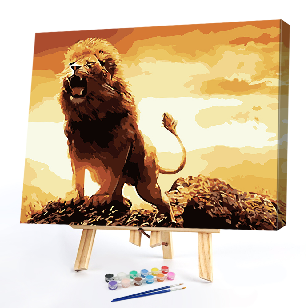

40*50cm - Paint By Numbers - Roaring Lion, 501 Original