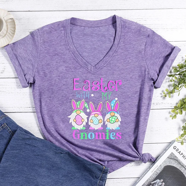 Easter With My Gnomies V-neck T Shirt-0025125