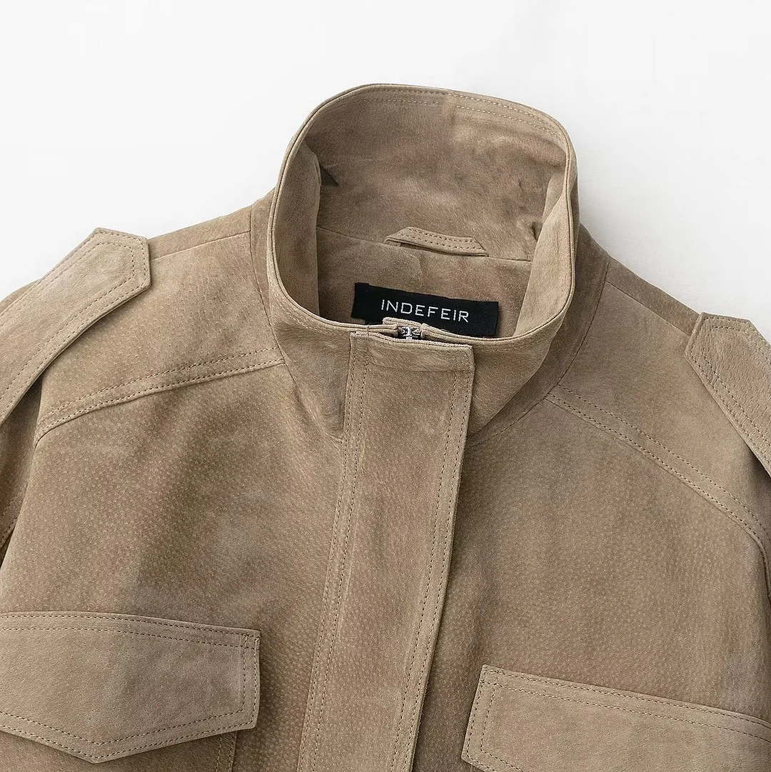 Nigikala Nigikala New Fashion Temperament Women's Suedo Texture Leather Coat 4341770