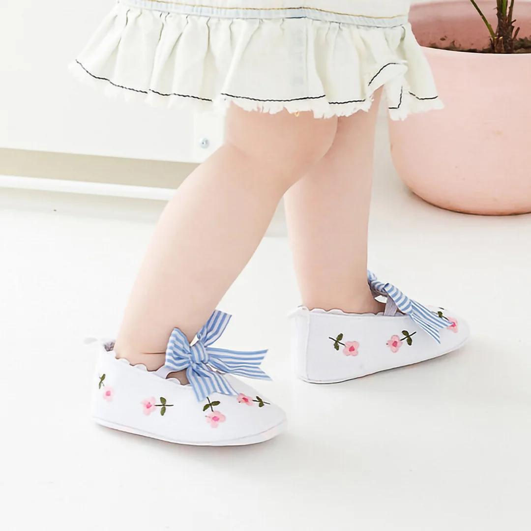 Letclo™ 2021  White Lace Floral Embroidered Prewalker Walking Toddler Kids First Walker Soft Baby Shoes letclo Letclo