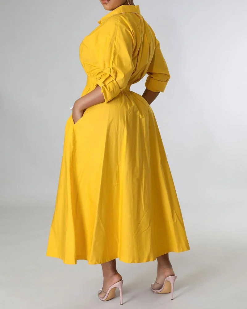 Casual Stylish Long Sleeve Shirt Dress