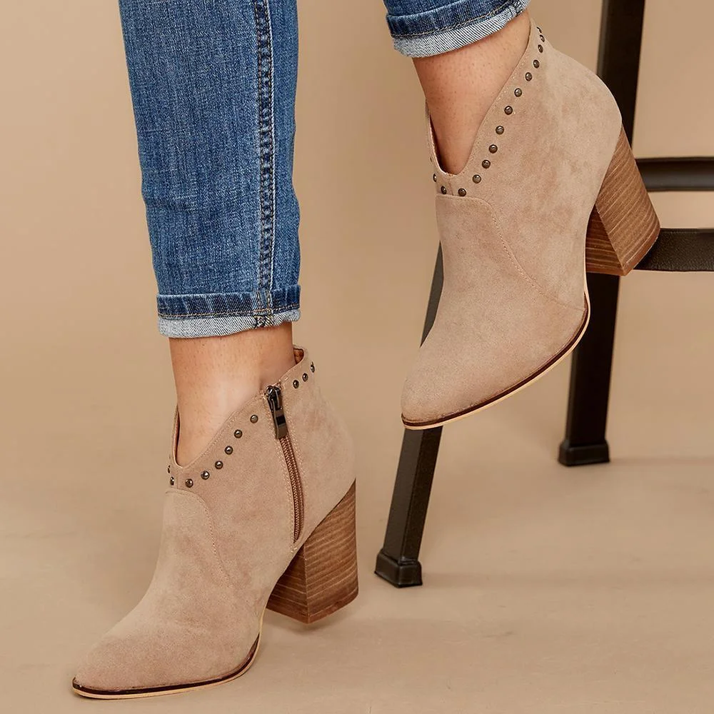 Rivet Pointed Suede Boot