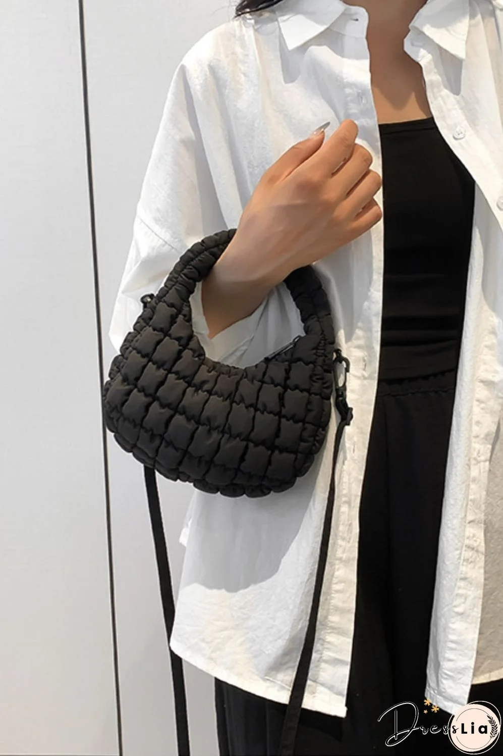 Quilted Puffy Removable Strap Crossbody Bag