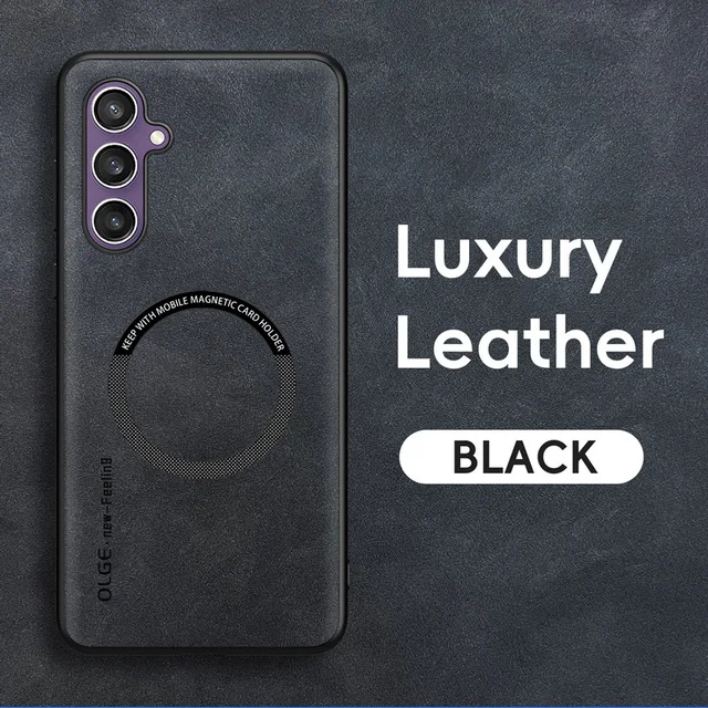 Magnetic Leather Wireless Charge Phone Back Cover