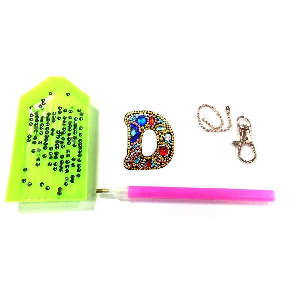 DIY Key Chain Diamond Painting Letters Women Girl Bag Keyring Pendant Gift