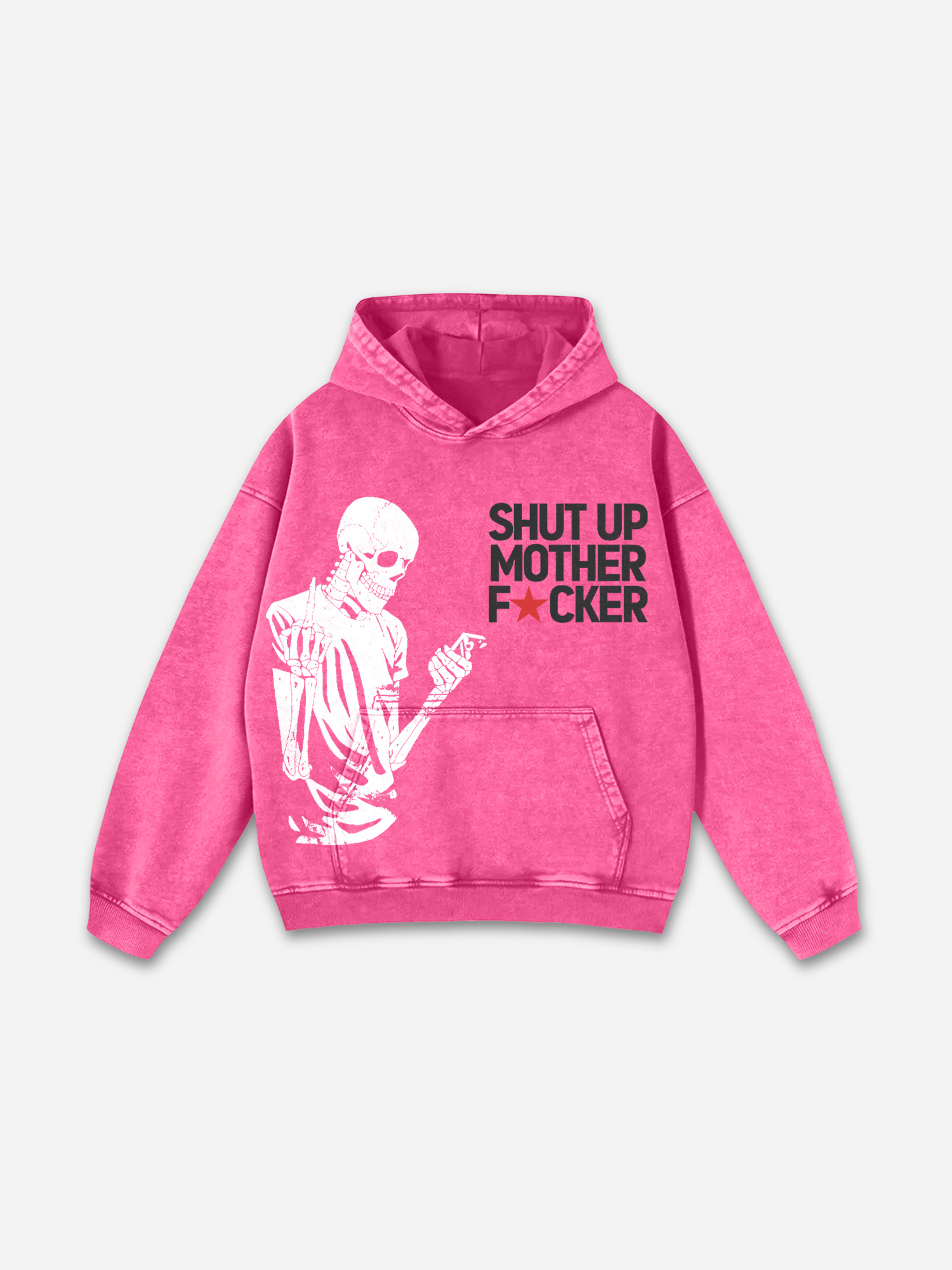Sopula Skull Print Graphic Acid Washed Oversized Hoodie - SOPULA