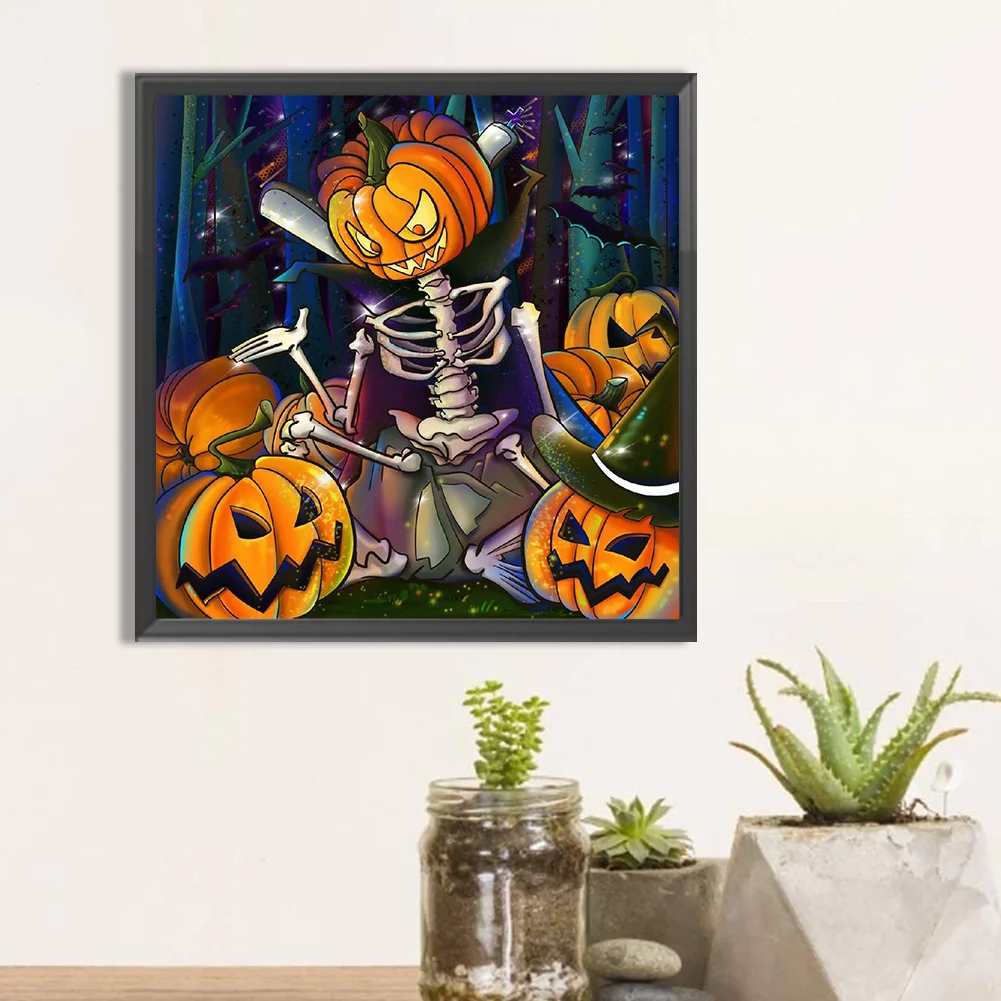 Diamond Painting - Full Round Drill - Skull Pumpkin(Canvas|30*30cm)