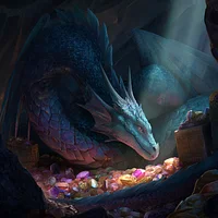 Blue Dragon Guarding Treasure - Diamond Painting