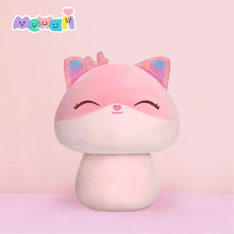 Mewaii® Mushroom Family Pink Fox Kawaii Plush Pillow Squish Toy