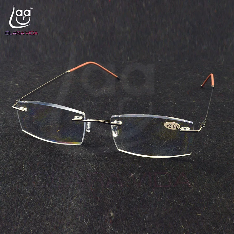 SALE Titanium Frame  Memory Grey Frame Coating Lenses Men Women Rimless Reading Glasses  0.75  1  1.5  1.75  2  2.25 To  4