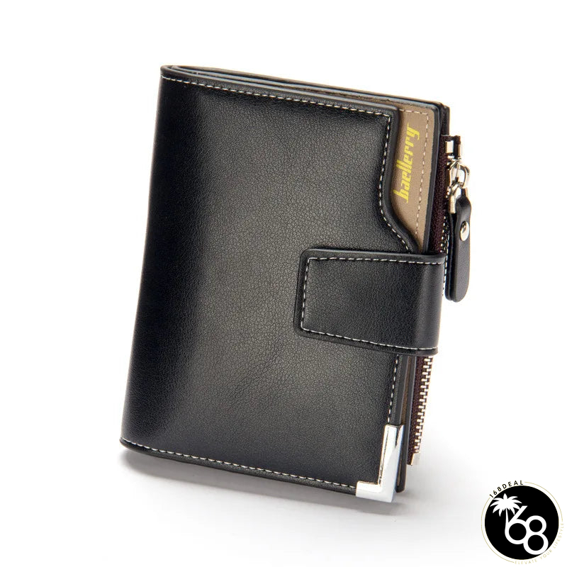 Men's Genuine Leather Hasp Closure Plain Pattern Vintage Wallet | 168DEAL