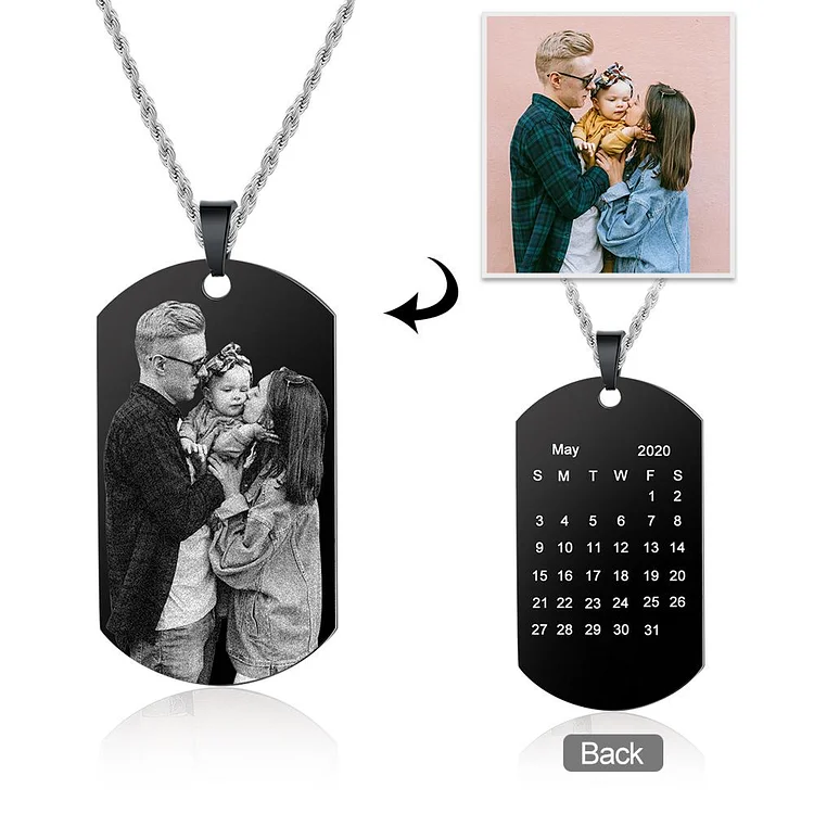 Personalized Photo Tag Necklace Custom Photo Twist Chain Necklace Gifts for Him