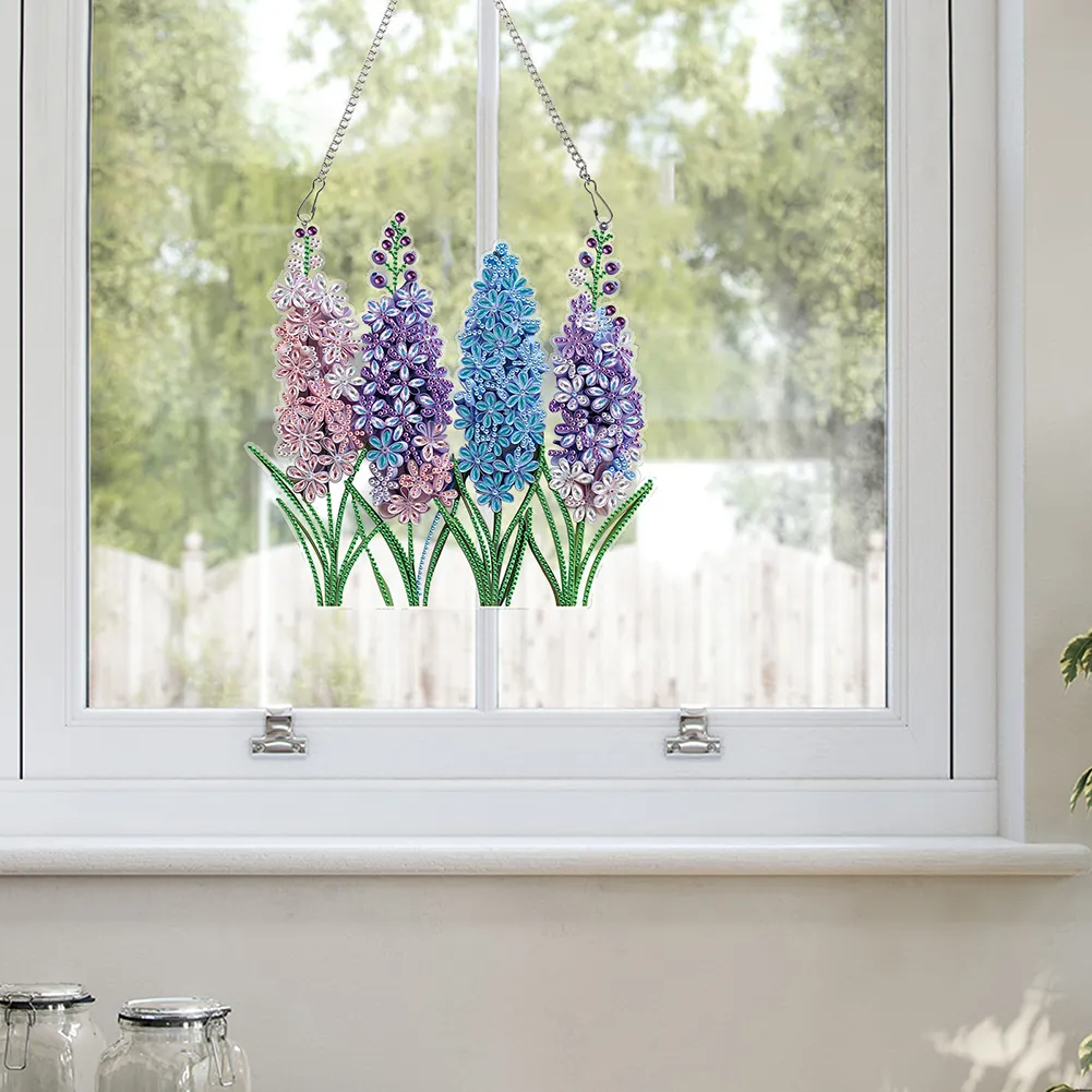 Lavender 2D Flat DIY Hanging Diamond Art Kits Window Hanging Art for Home Decor
