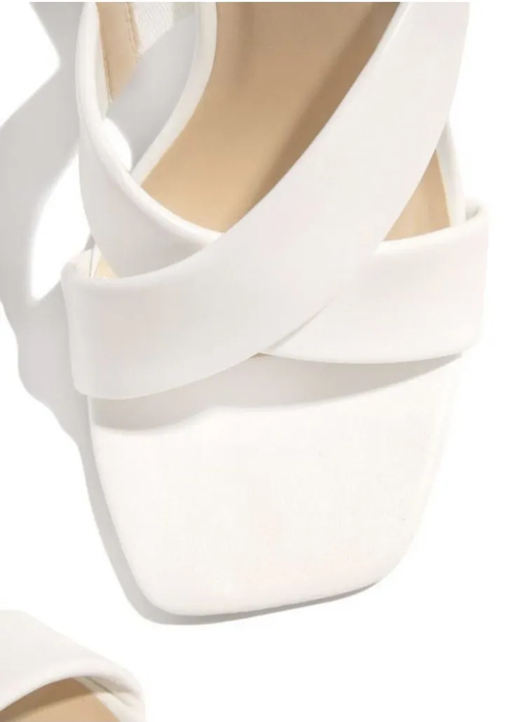 Churchf Churchf Summer Women's Slippers High Heel Square Head Wearing Cross Toe Slippers Slipper
