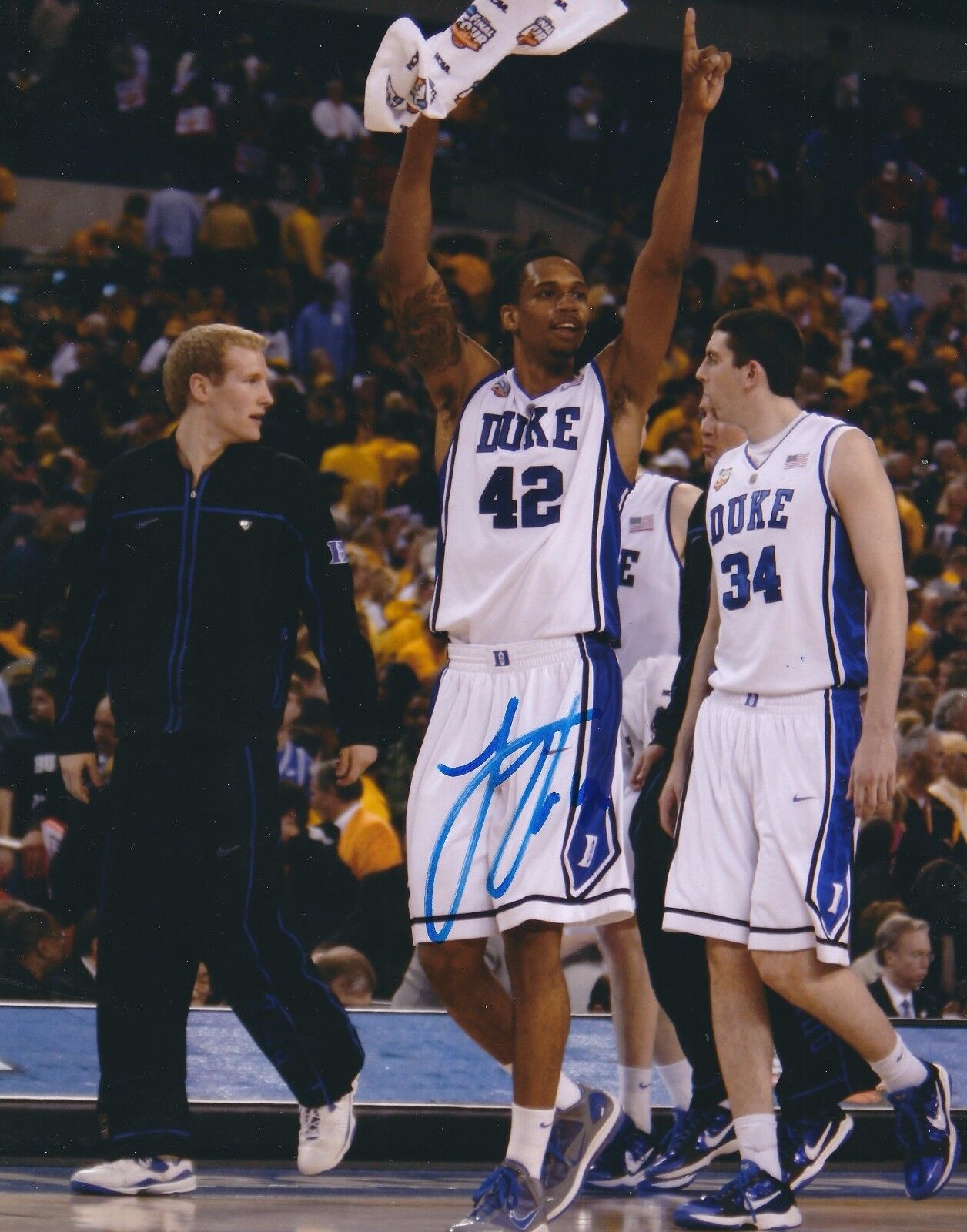 Autographed LANCE THOMAS Duke University 8x10 Photo Poster painting