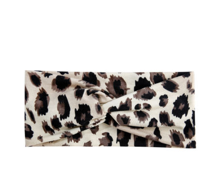 Leopard And Solid Color Yoga Wide Cross Twist Head Bands Elastic Hair Band For Women and Girls supplier