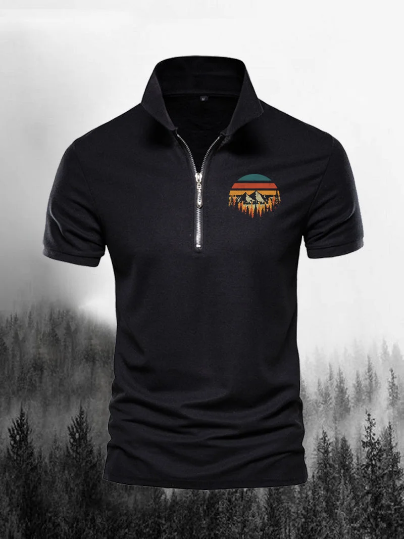 Men's Dark Print Polo Shirt in  mildstyles