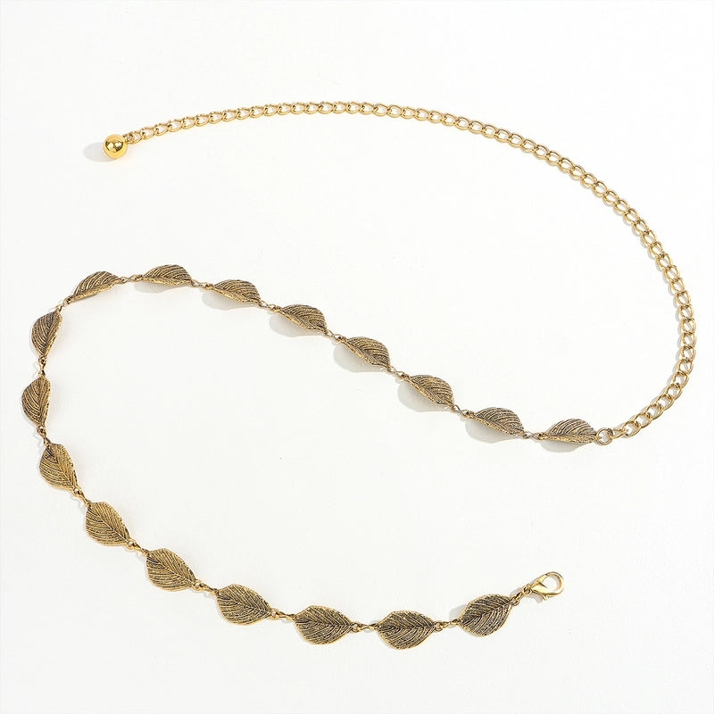 Baroque Style Solid Color Metal Unisex Chain Belts