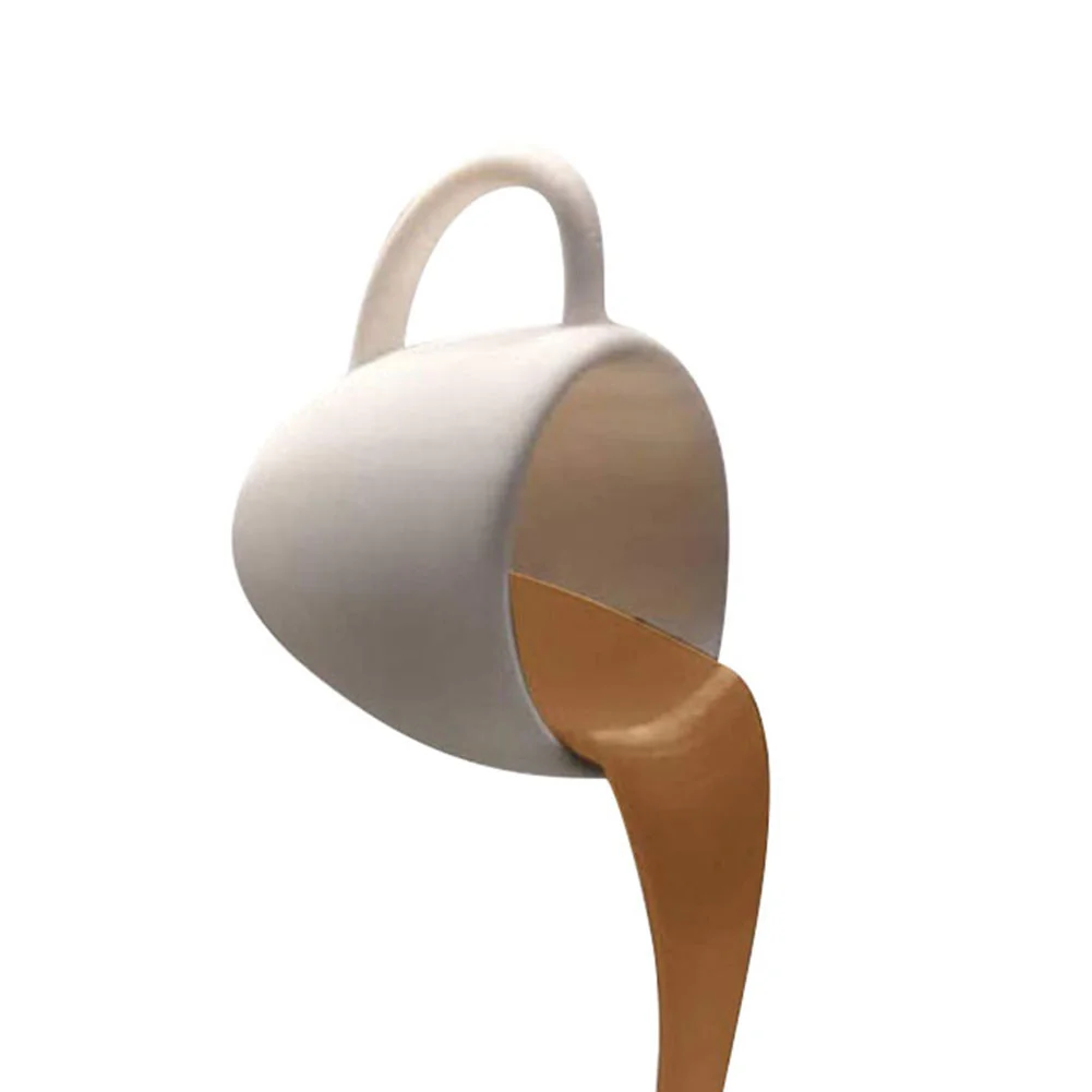 Suspended Floating Coffee Cup Sculpture Pouring Mug Home Decor (Brown)
