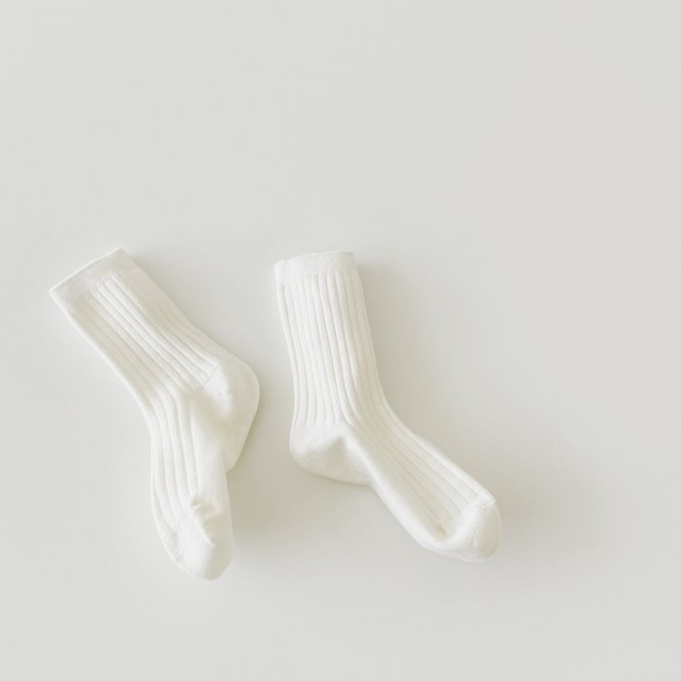 Plain Color Double Needle Baby Socks
