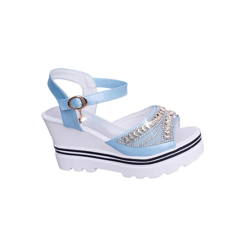 Canrulo wedge with female sandals fish mouth buckle with flat bottom platform waterproof platform thick bottom cake women's shoes 63