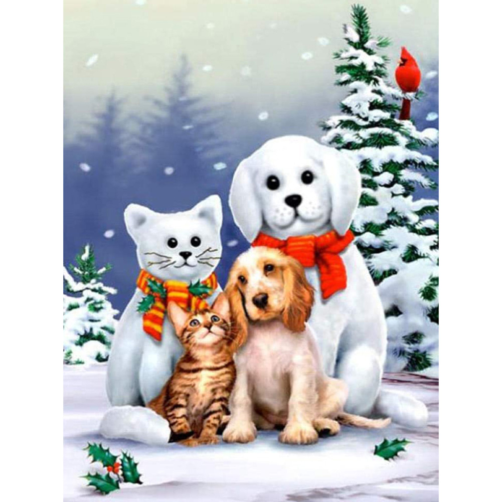 

Snow Cat Dog - Round Drill Diamond Painting - 30*40CM, 501 Original