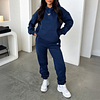 Fashionable Sporty Embroidered Logo Hooded Two-piece Set by Inlyline