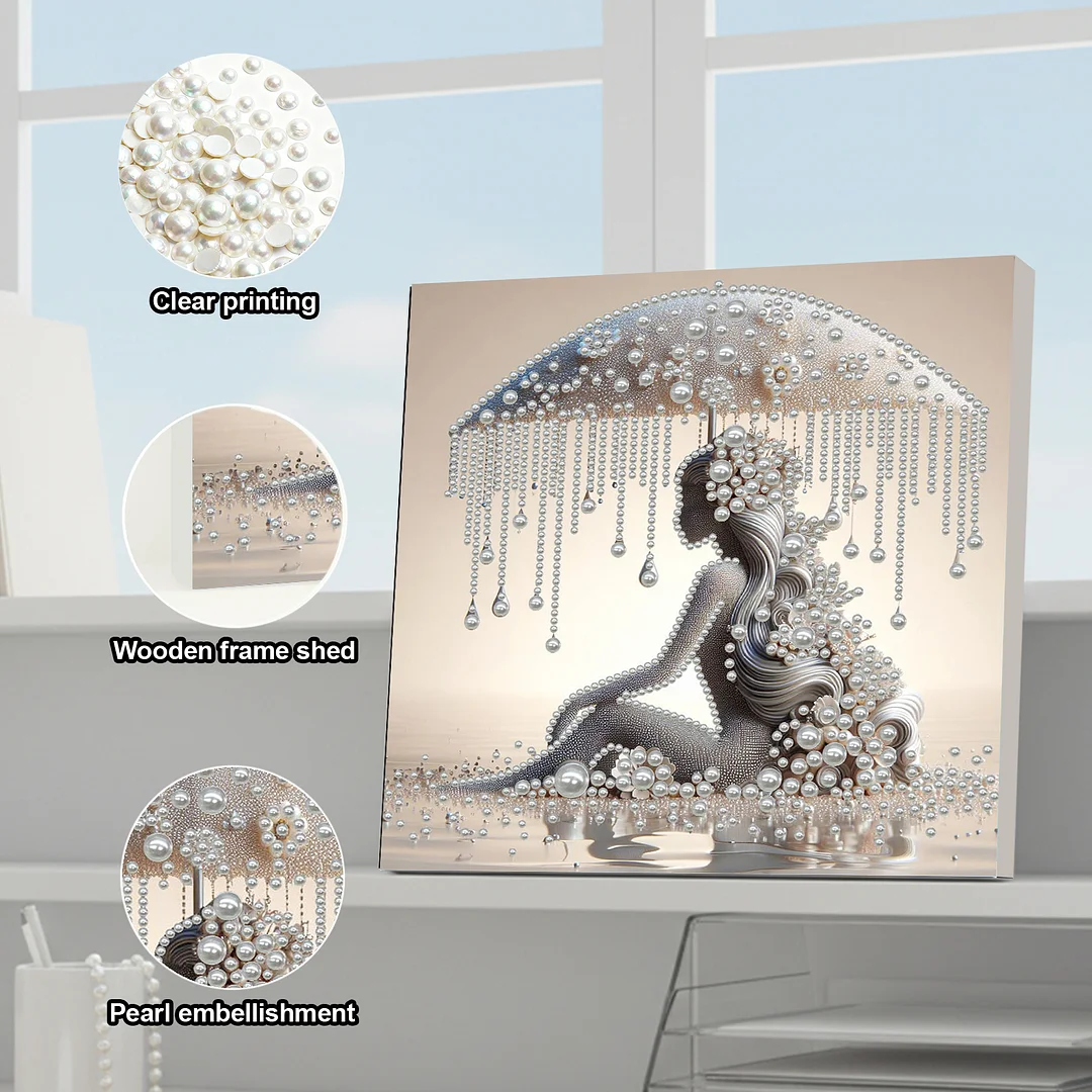 Umbrella Woman - DIY Pearl Diamond Art Kit With Frame 30*30cm