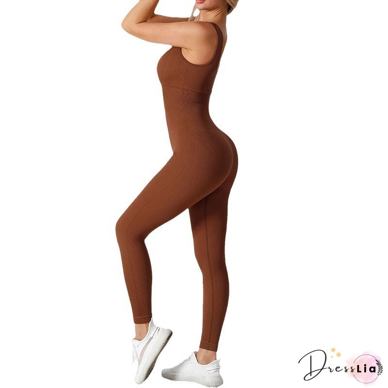 Plain Spaghetti Strap Ribbed Jumpsuit P14034