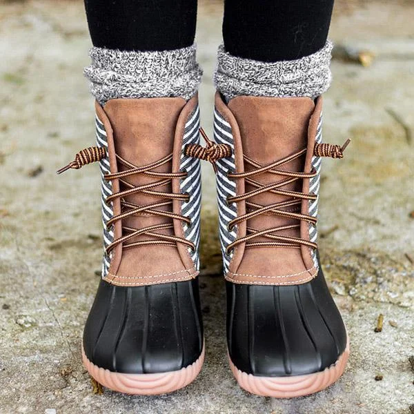 Women Waterproof Lace Up Duck Boots