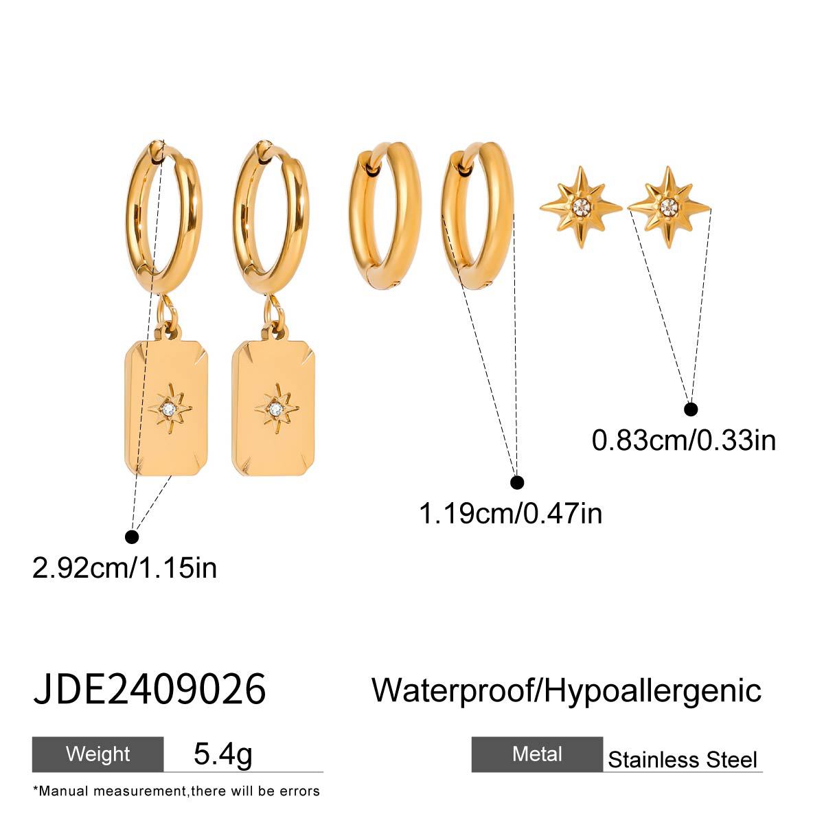 Jie Ding Three Pairs Of Stainless Steel Zircon Earrings Niche Pearl Earrings Titanium Steel Earrings