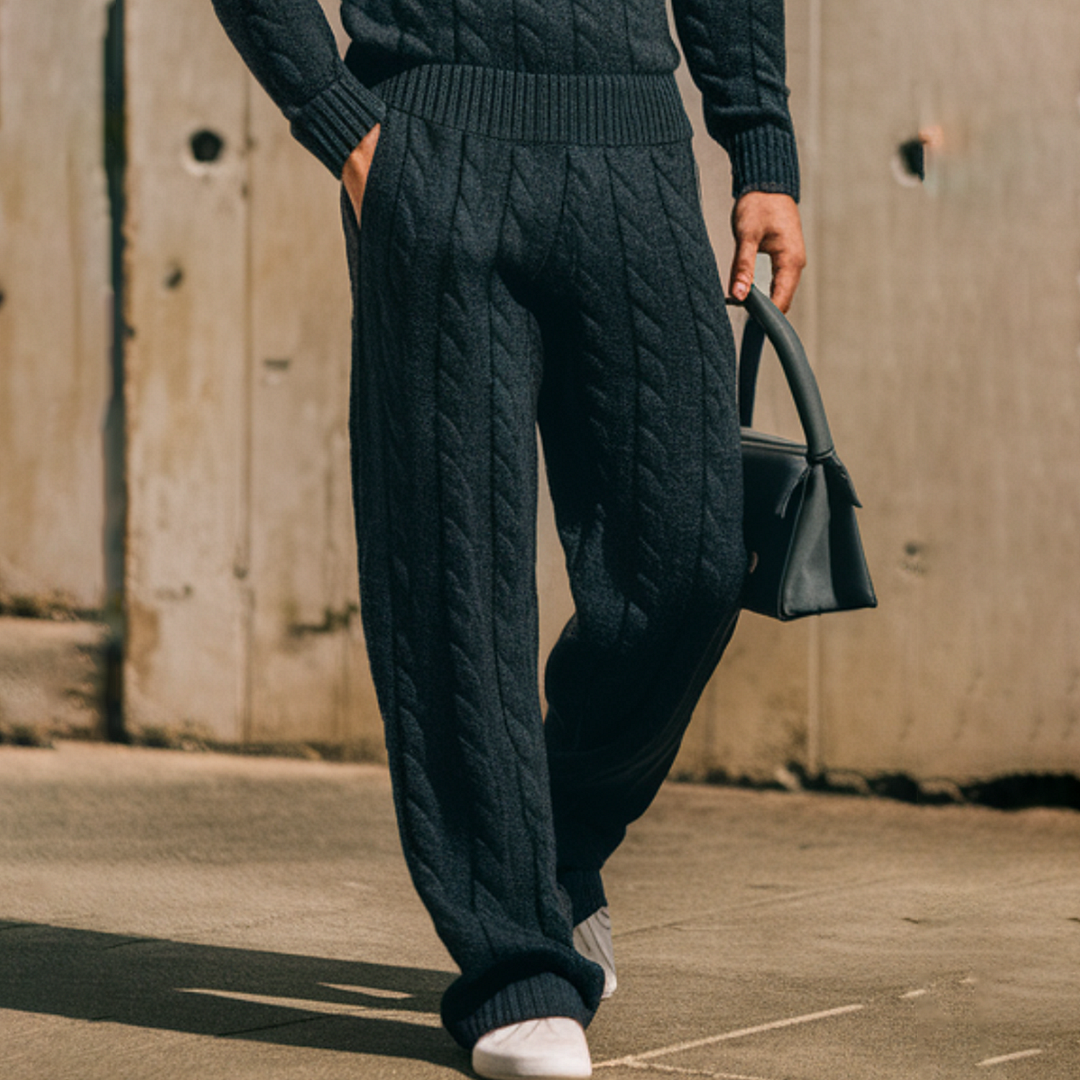 Street Basic Round Neck Knitted Suit-inspireuse