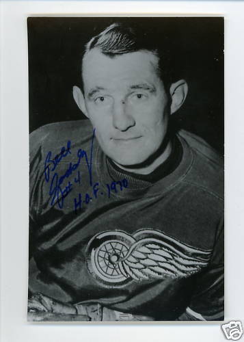 Bill Gadsby Red Wings Signed Autographed Postcard w JSA