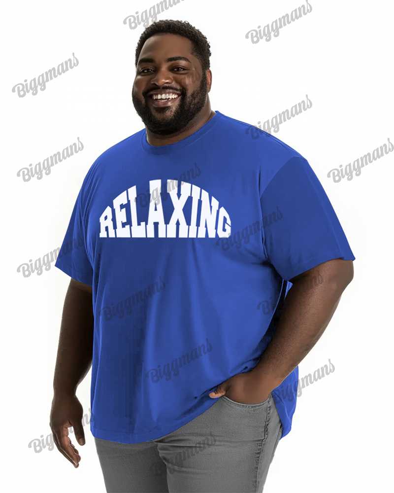 100 Cotton-simple Letter Pattern Men's Loose Plus Size Short Sleeve T-shirt