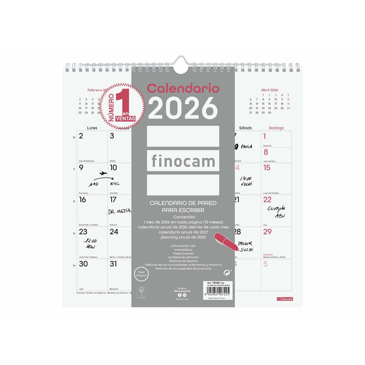 Wall calendar Finocam Multicolour Paper 30 x 30 cm