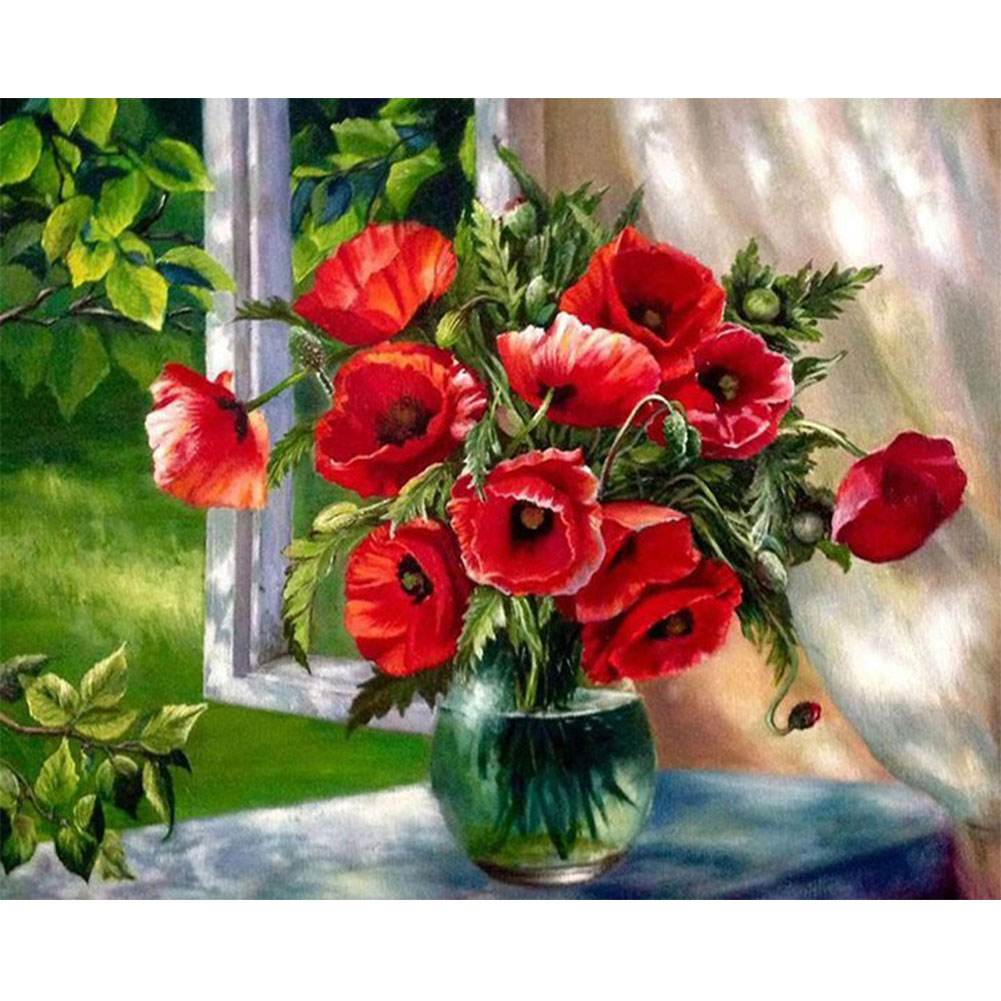 

Poppy Bouquet - Square Drill Diamond Painting - 40*30CM, 501 Original